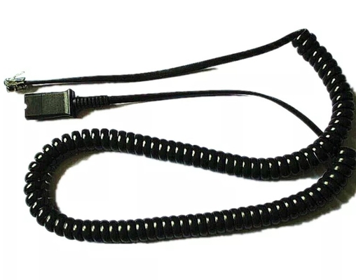 cabo elétrico da bobina da mola do conector 4pin e da cabeça de cristal para o cabo de telefone